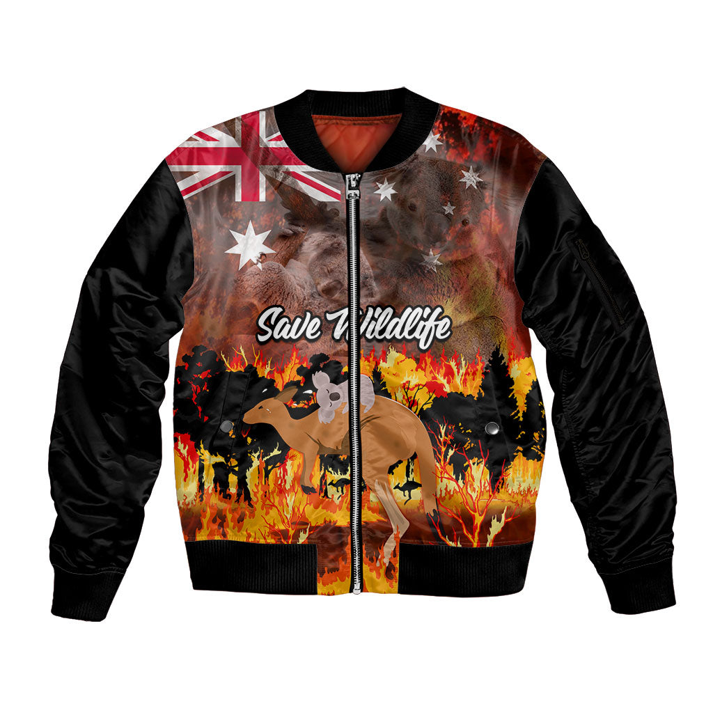 Personalised Save Wildlife Australia Sleeve Zip Bomber Jacket Australia Bushfire Recovery Wildlife Support