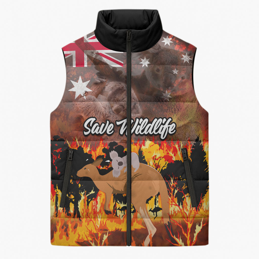 Personalised Save Wildlife Australia Sleeveless Puffer Jacket Australia Bushfire Recovery Wildlife Support