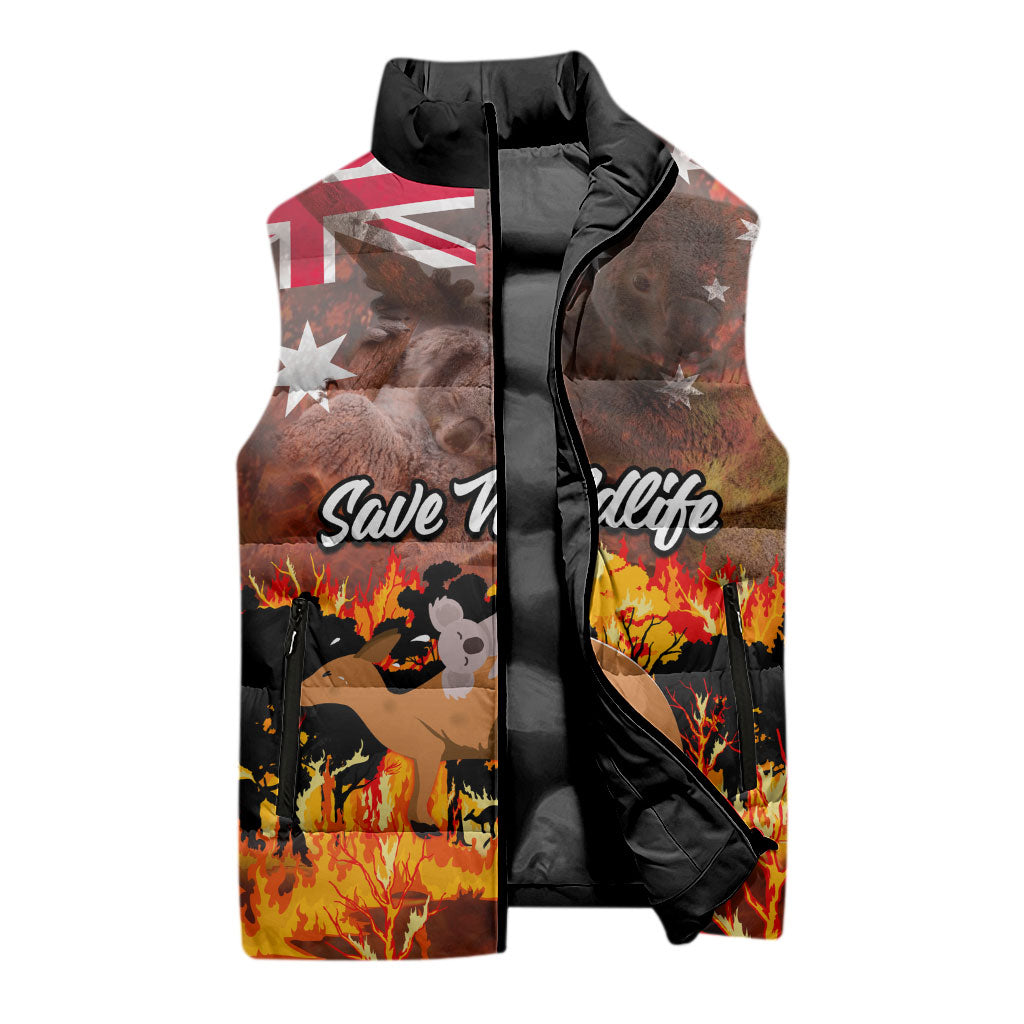 Personalised Save Wildlife Australia Sleeveless Puffer Jacket Australia Bushfire Recovery Wildlife Support