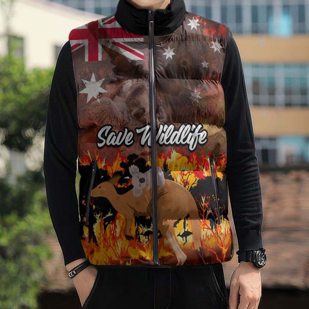 Personalised Save Wildlife Australia Sleeveless Puffer Jacket Australia Bushfire Recovery Wildlife Support