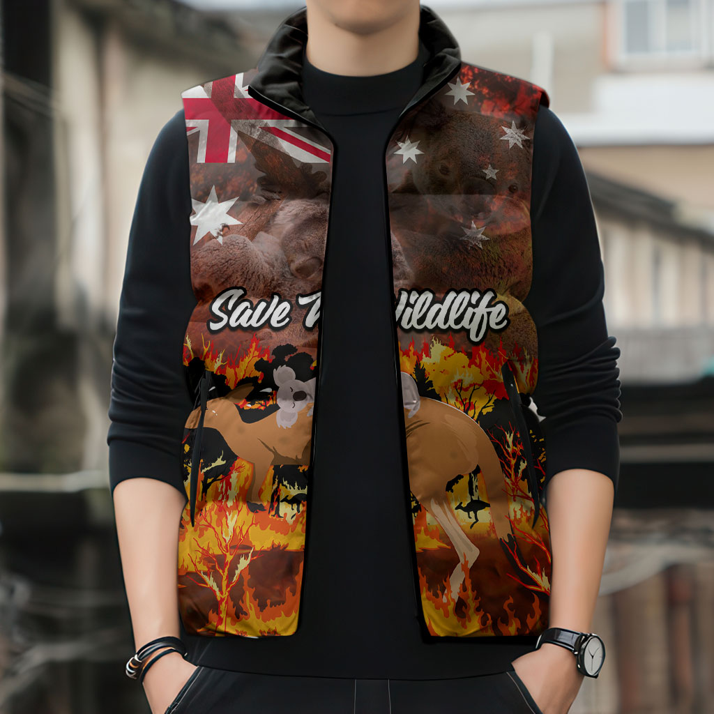 Personalised Save Wildlife Australia Sleeveless Puffer Jacket Australia Bushfire Recovery Wildlife Support
