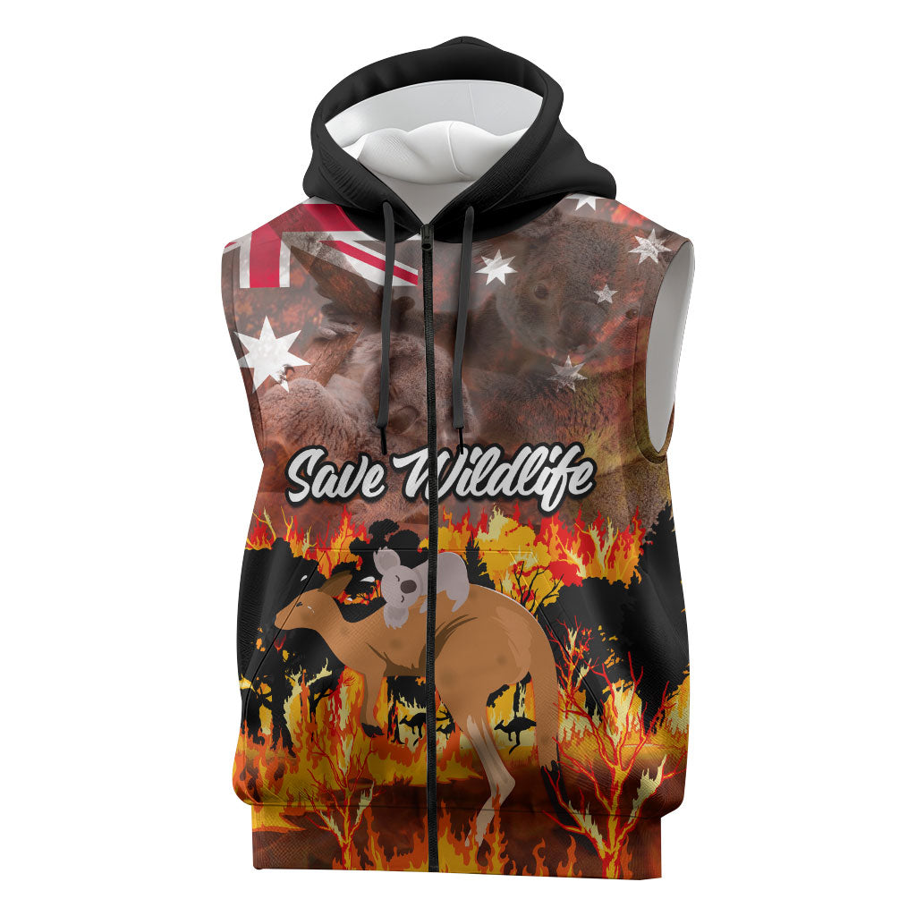 Personalised Save Wildlife Australia Sleeveless Zip Hoodie Australia Bushfire Recovery Wildlife Support