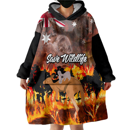 Personalised Save Wildlife Australia Wearable Blanket Hoodie Australia Bushfire Recovery Wildlife Support