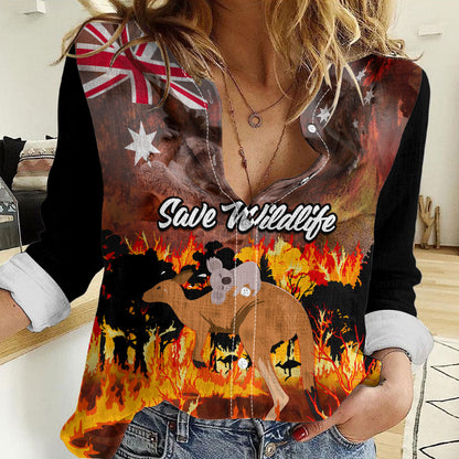 Personalised Save Wildlife Australia Women Casual Shirt Australia Bushfire Recovery Wildlife Support
