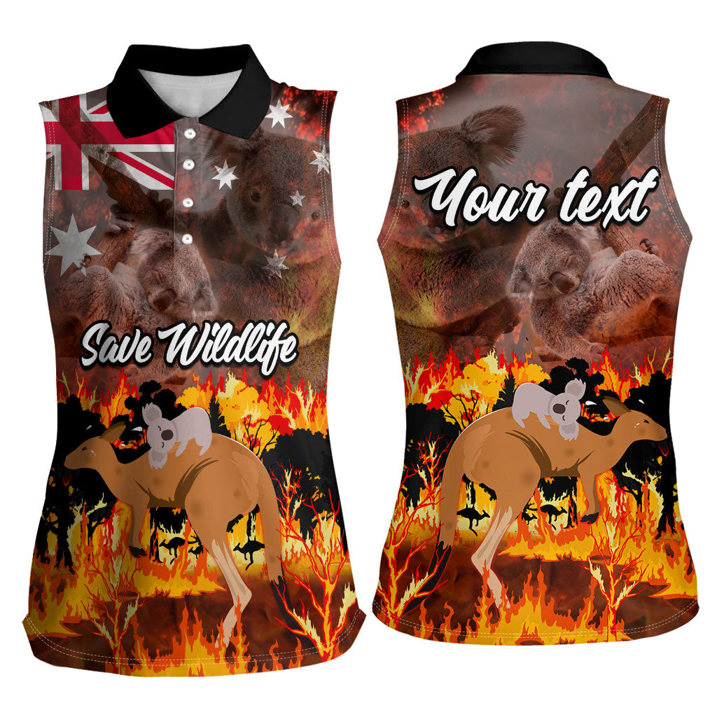 Personalised Save Wildlife Australia Women Sleeveless Polo Shirt Australia Bushfire Recovery Wildlife Support