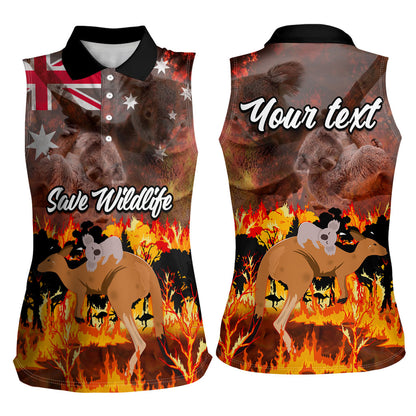 Personalised Save Wildlife Australia Women Sleeveless Polo Shirt Australia Bushfire Recovery Wildlife Support