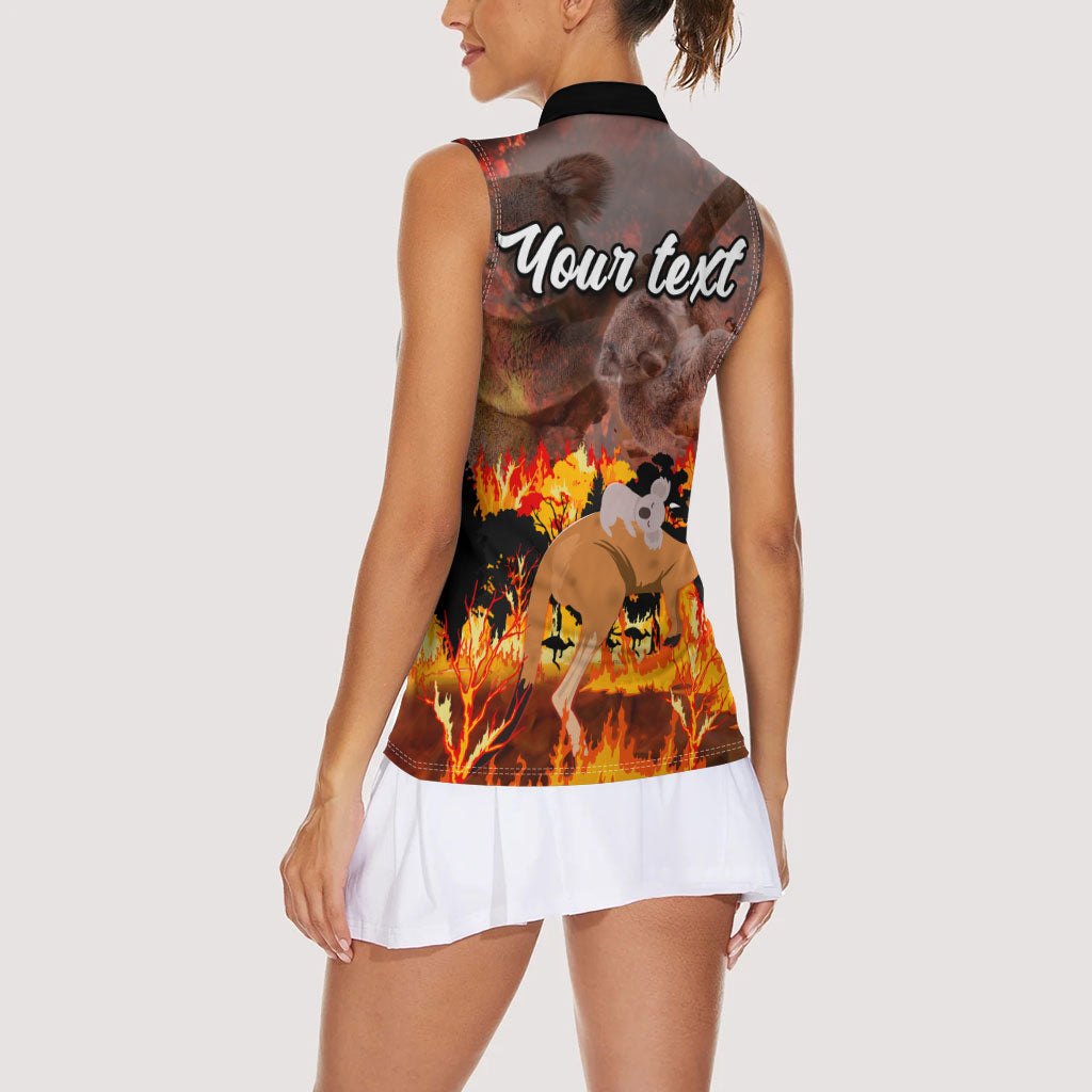 Personalised Save Wildlife Australia Women Sleeveless Polo Shirt Australia Bushfire Recovery Wildlife Support
