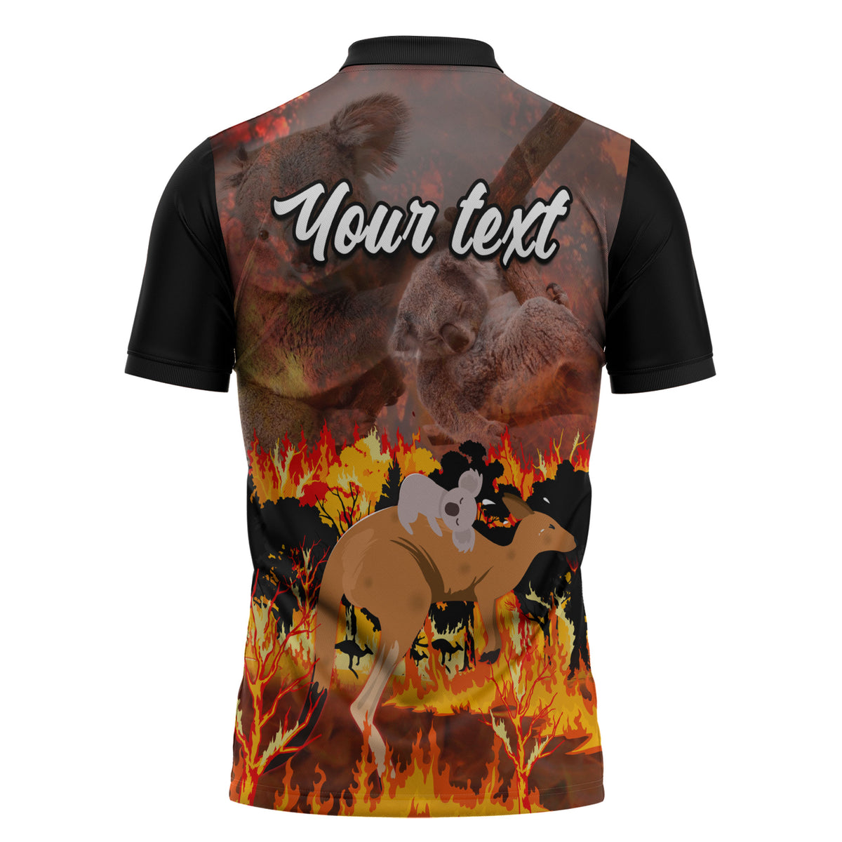 Personalised Save Wildlife Australia Zipper Polo Shirt Australia Bushfire Recovery Wildlife Support