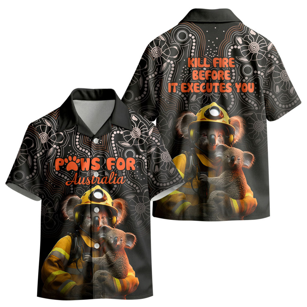 Paws For Australia Kid Hawaiian Shirt Bushfire Wildlife Support Indigenous Aboriginal
