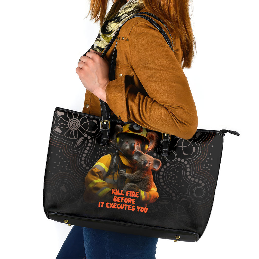 Paws For Australia Leather Tote Bag Bushfire Wildlife Support Indigenous Aboriginal