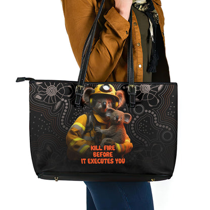 Paws For Australia Leather Tote Bag Bushfire Wildlife Support Indigenous Aboriginal