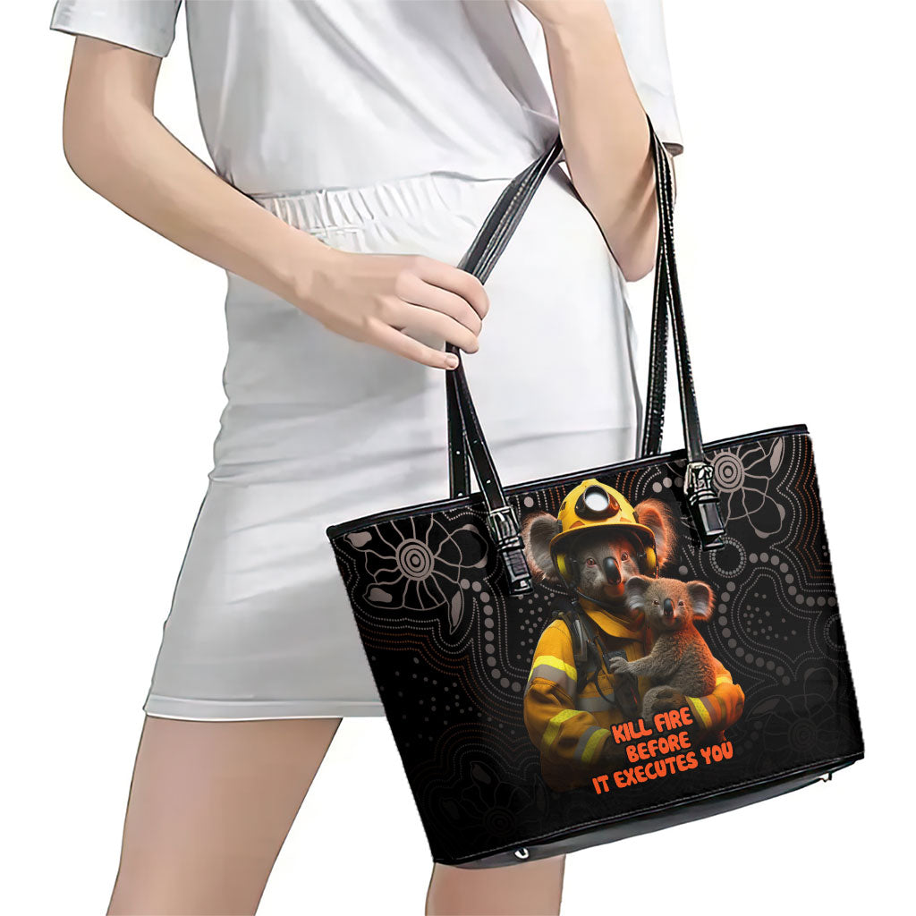 Paws For Australia Leather Tote Bag Bushfire Wildlife Support Indigenous Aboriginal