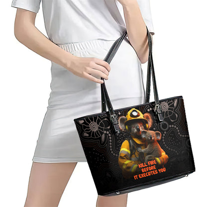 Paws For Australia Leather Tote Bag Bushfire Wildlife Support Indigenous Aboriginal