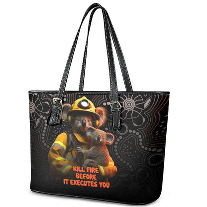 Paws For Australia Leather Tote Bag Bushfire Wildlife Support Indigenous Aboriginal