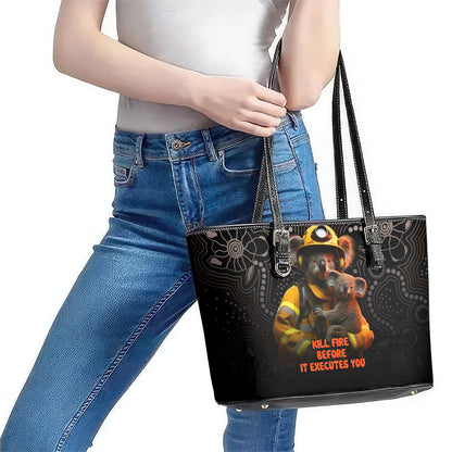 Paws For Australia Leather Tote Bag Bushfire Wildlife Support Indigenous Aboriginal