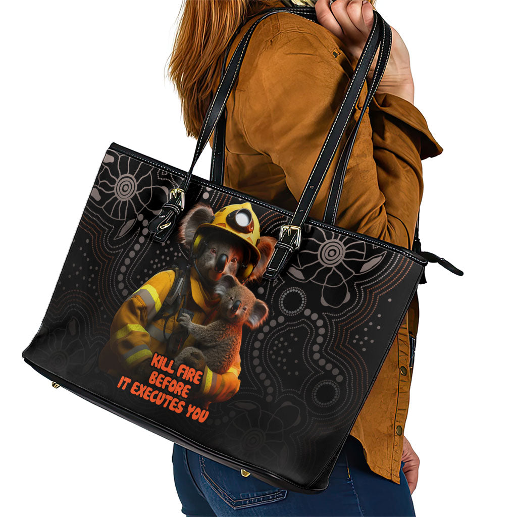 Paws For Australia Leather Tote Bag Bushfire Wildlife Support Indigenous Aboriginal