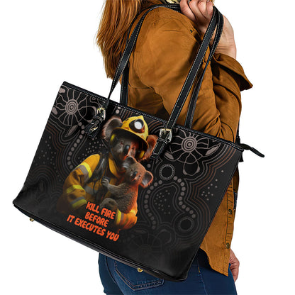 Paws For Australia Leather Tote Bag Bushfire Wildlife Support Indigenous Aboriginal