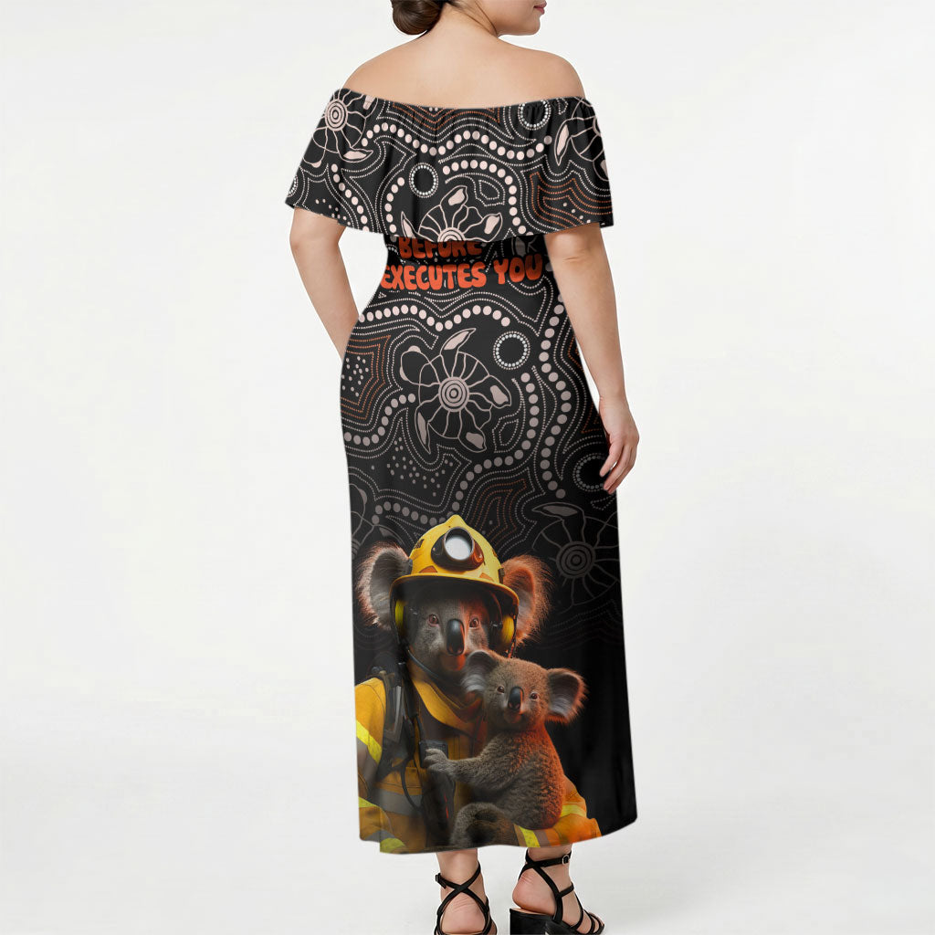 Paws For Australia Off Shoulder Maxi Dress Bushfire Wildlife Support Indigenous Aboriginal