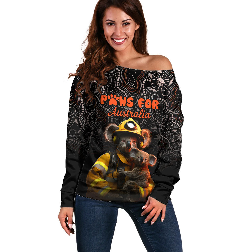 Paws For Australia Off Shoulder Sweater Bushfire Wildlife Support Indigenous Aboriginal