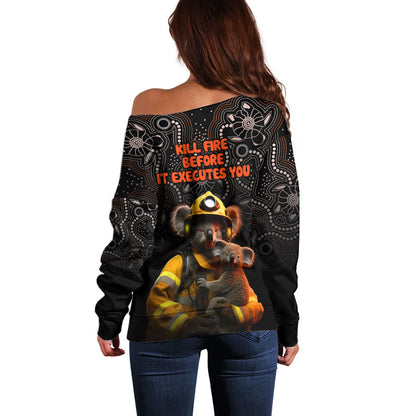 Paws For Australia Off Shoulder Sweater Bushfire Wildlife Support Indigenous Aboriginal