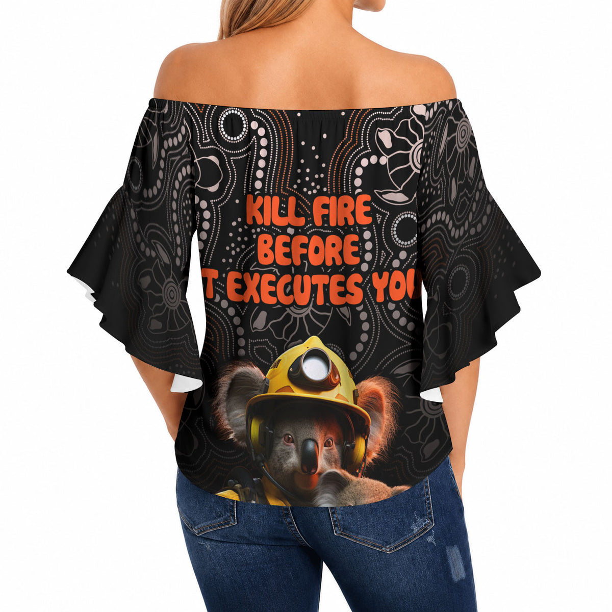 Paws For Australia Off Shoulder Wrap Waist Top Bushfire Wildlife Support Indigenous Aboriginal