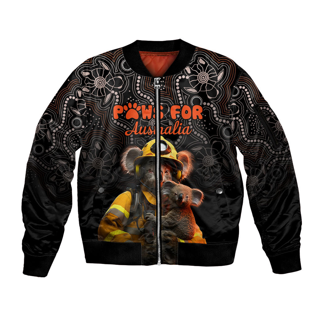 Paws For Australia Sleeve Zip Bomber Jacket Bushfire Wildlife Support Indigenous Aboriginal