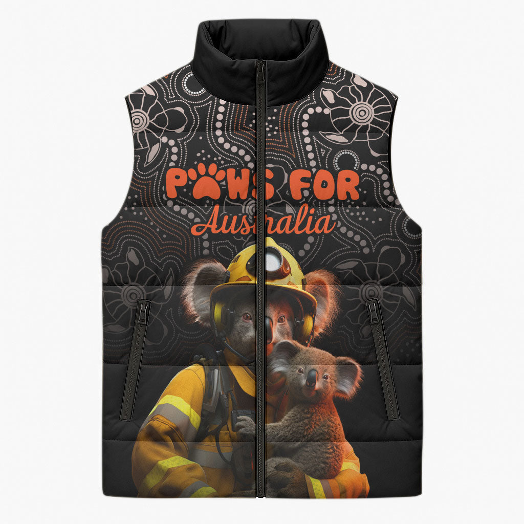 Paws For Australia Sleeveless Puffer Jacket Bushfire Wildlife Support Indigenous Aboriginal