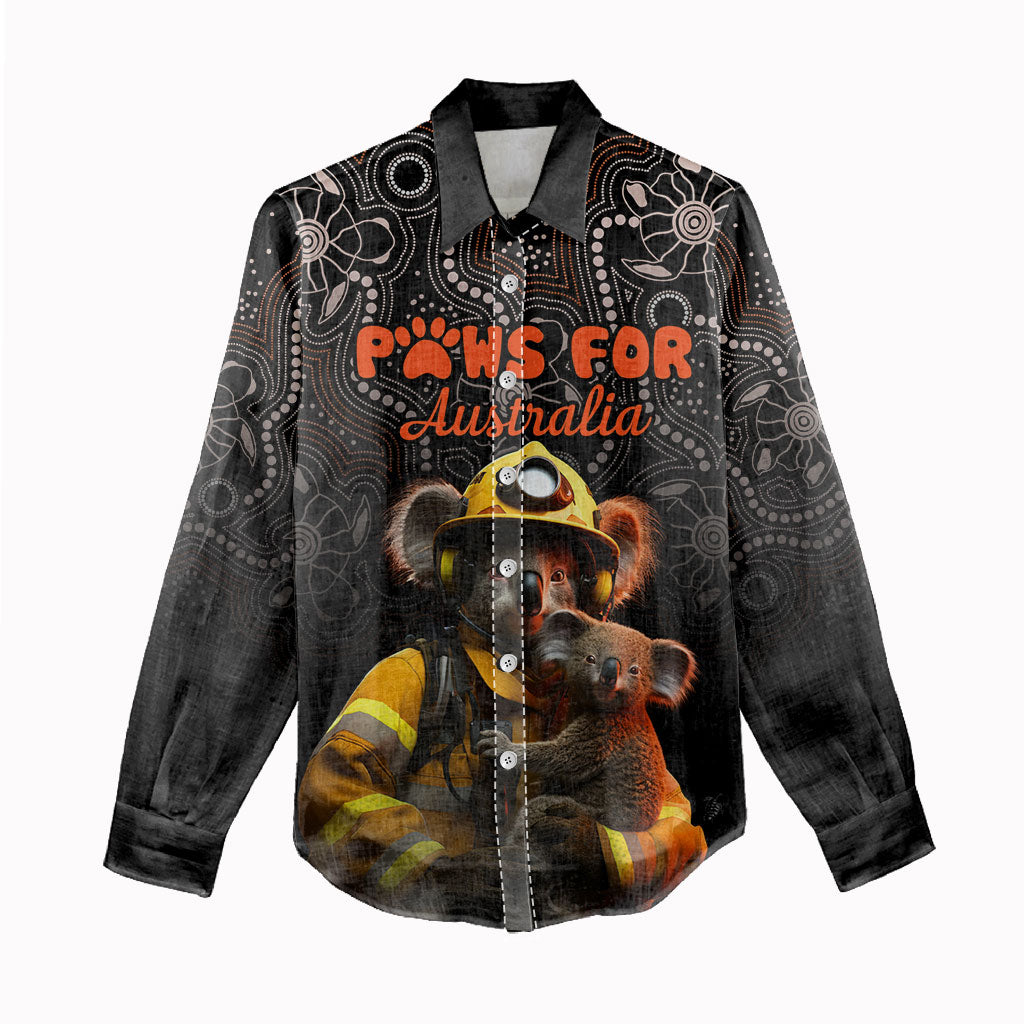 Paws For Australia Women Casual Shirt Bushfire Wildlife Support Indigenous Aboriginal