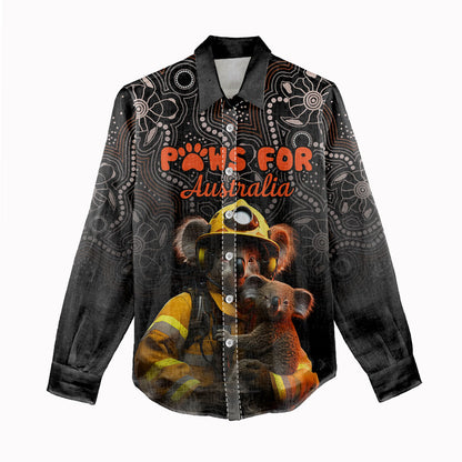 Paws For Australia Women Casual Shirt Bushfire Wildlife Support Indigenous Aboriginal