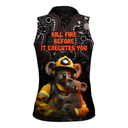 Paws For Australia Women Sleeveless Polo Shirt Bushfire Wildlife Support Indigenous Aboriginal