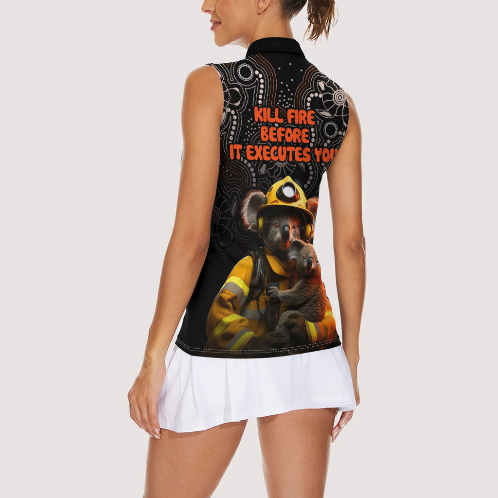 Paws For Australia Women Sleeveless Polo Shirt Bushfire Wildlife Support Indigenous Aboriginal