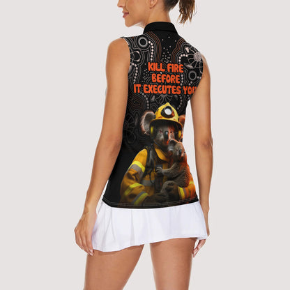 Paws For Australia Women Sleeveless Polo Shirt Bushfire Wildlife Support Indigenous Aboriginal