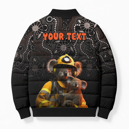 Personalised Paws For Australia Bomber Puffer Jacket Bushfire Wildlife Support Indigenous Aboriginal