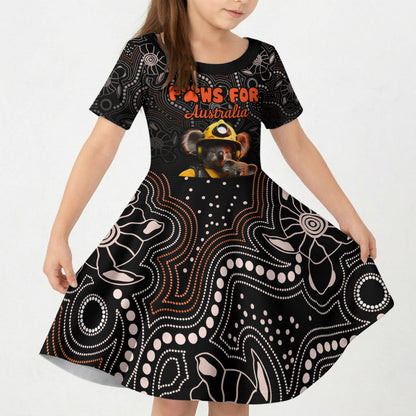 Personalised Paws For Australia Kid Short Sleeve Dress Bushfire Wildlife Support Indigenous Aboriginal