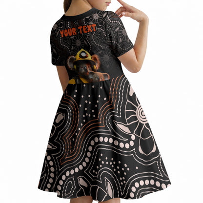 Personalised Paws For Australia Kid Short Sleeve Dress Bushfire Wildlife Support Indigenous Aboriginal