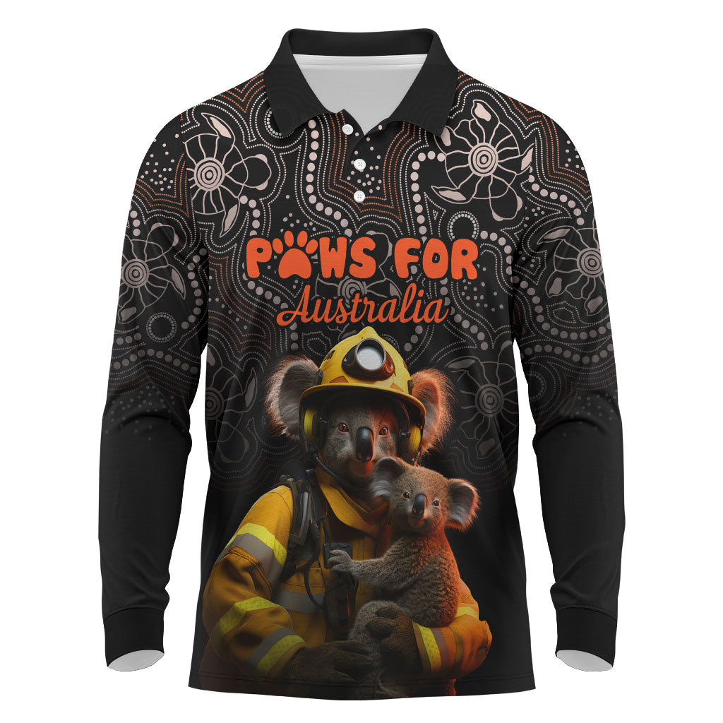 Personalised Paws For Australia Long Sleeve Polo Shirt Bushfire Wildlife Support Indigenous Aboriginal