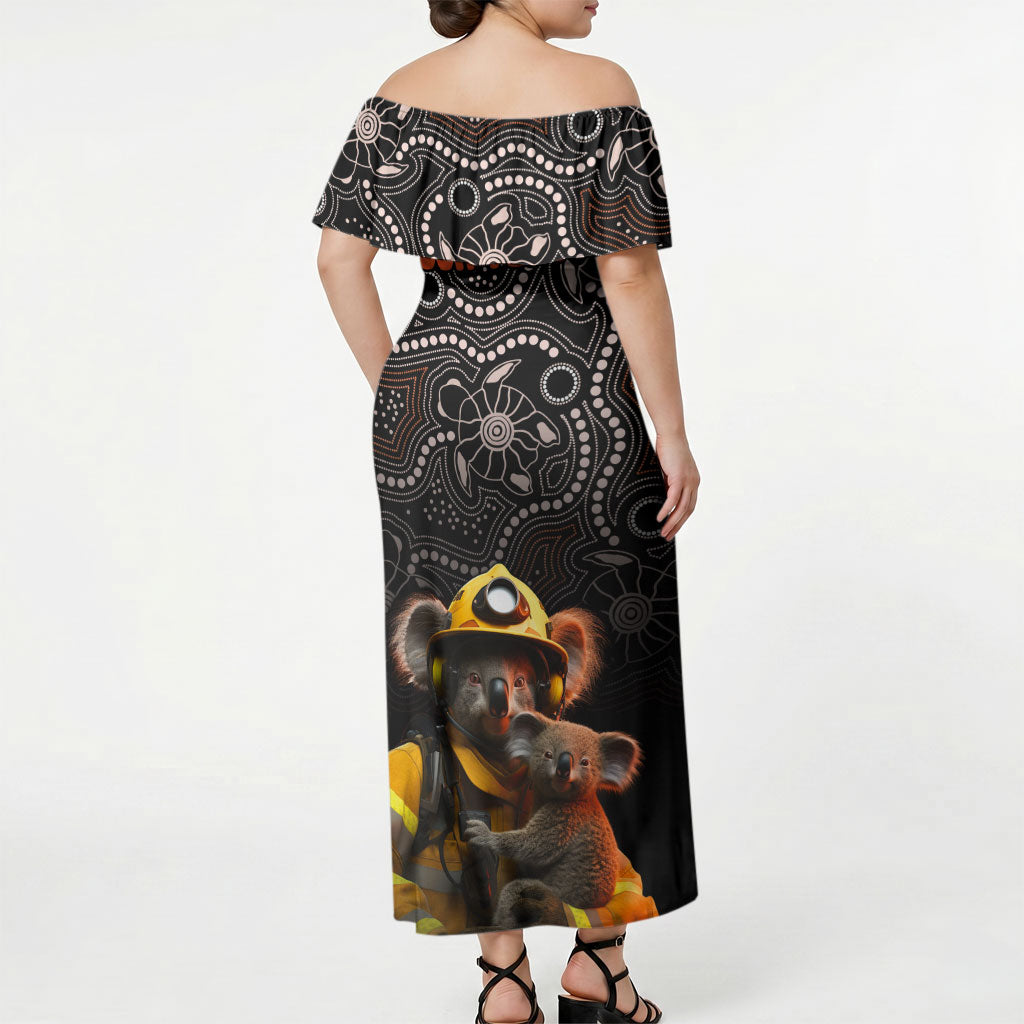 Personalised Paws For Australia Off Shoulder Maxi Dress Bushfire Wildlife Support Indigenous Aboriginal