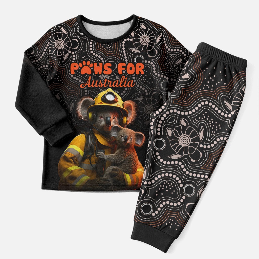 Personalised Paws For Australia Christmas Pajama Set Bushfire Indigenous Aboriginal