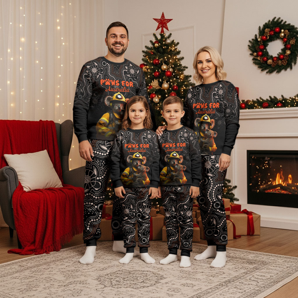 Personalised Paws For Australia Christmas Pajama Set Bushfire Indigenous Aboriginal