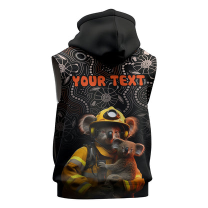 Personalised Paws For Australia Sleeveless Zip Hoodie Bushfire Wildlife Support Indigenous Aboriginal
