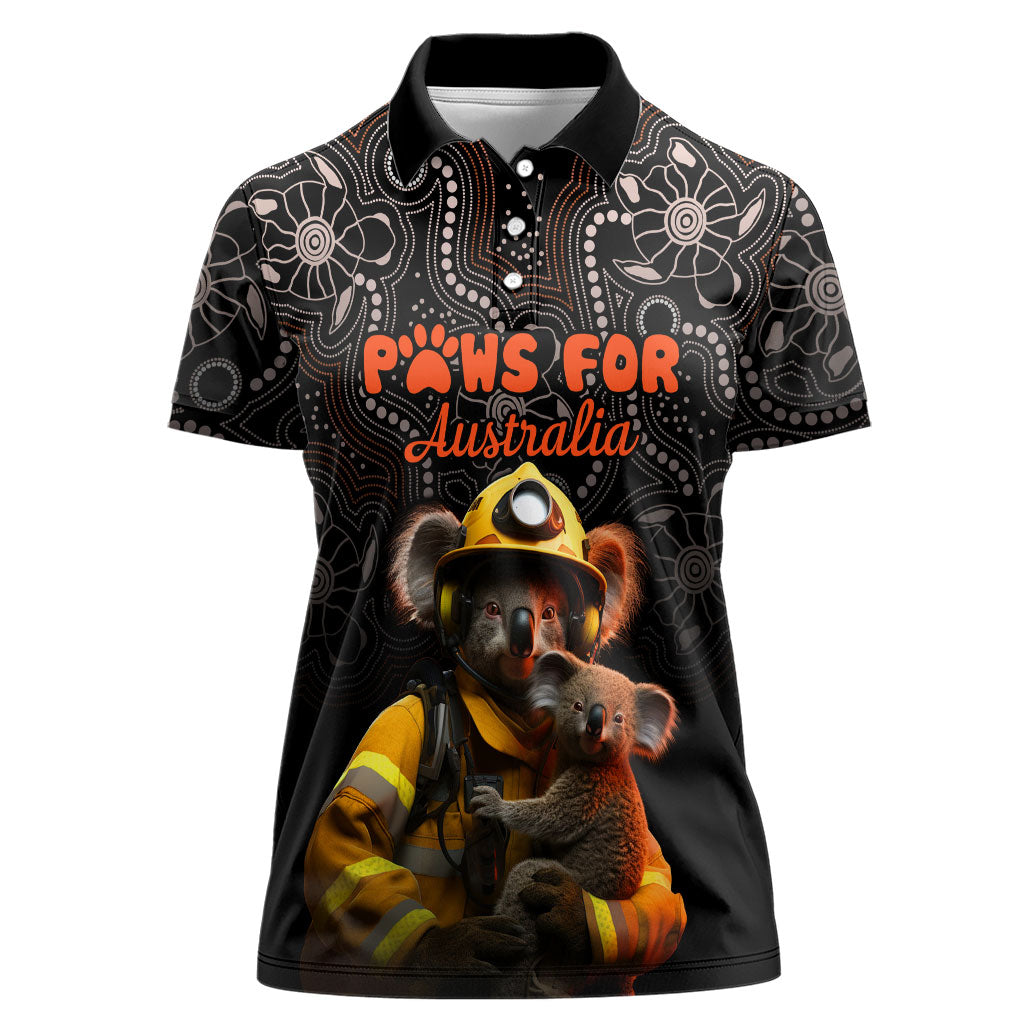 Personalised Paws For Australia Women Polo Shirt Bushfire Wildlife Support Indigenous Aboriginal
