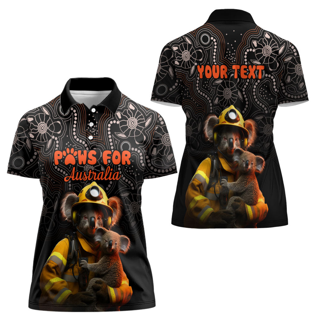 Personalised Paws For Australia Women Polo Shirt Bushfire Wildlife Support Indigenous Aboriginal