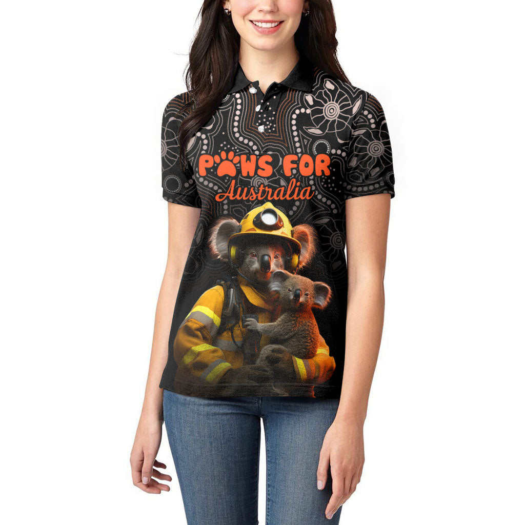 Personalised Paws For Australia Women Polo Shirt Bushfire Wildlife Support Indigenous Aboriginal