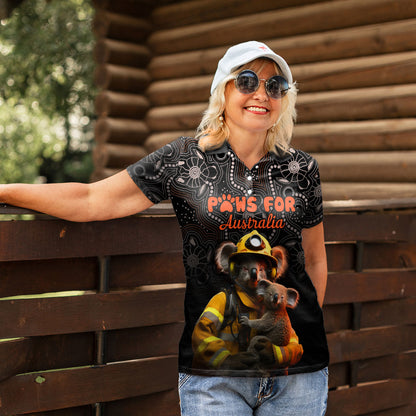 Personalised Paws For Australia Women Polo Shirt Bushfire Wildlife Support Indigenous Aboriginal