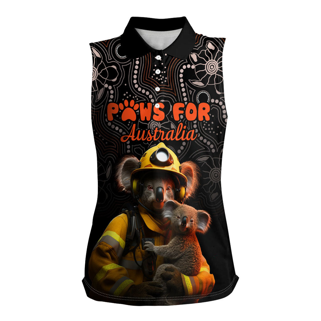 Personalised Paws For Australia Women Sleeveless Polo Shirt Bushfire Wildlife Support Indigenous Aboriginal