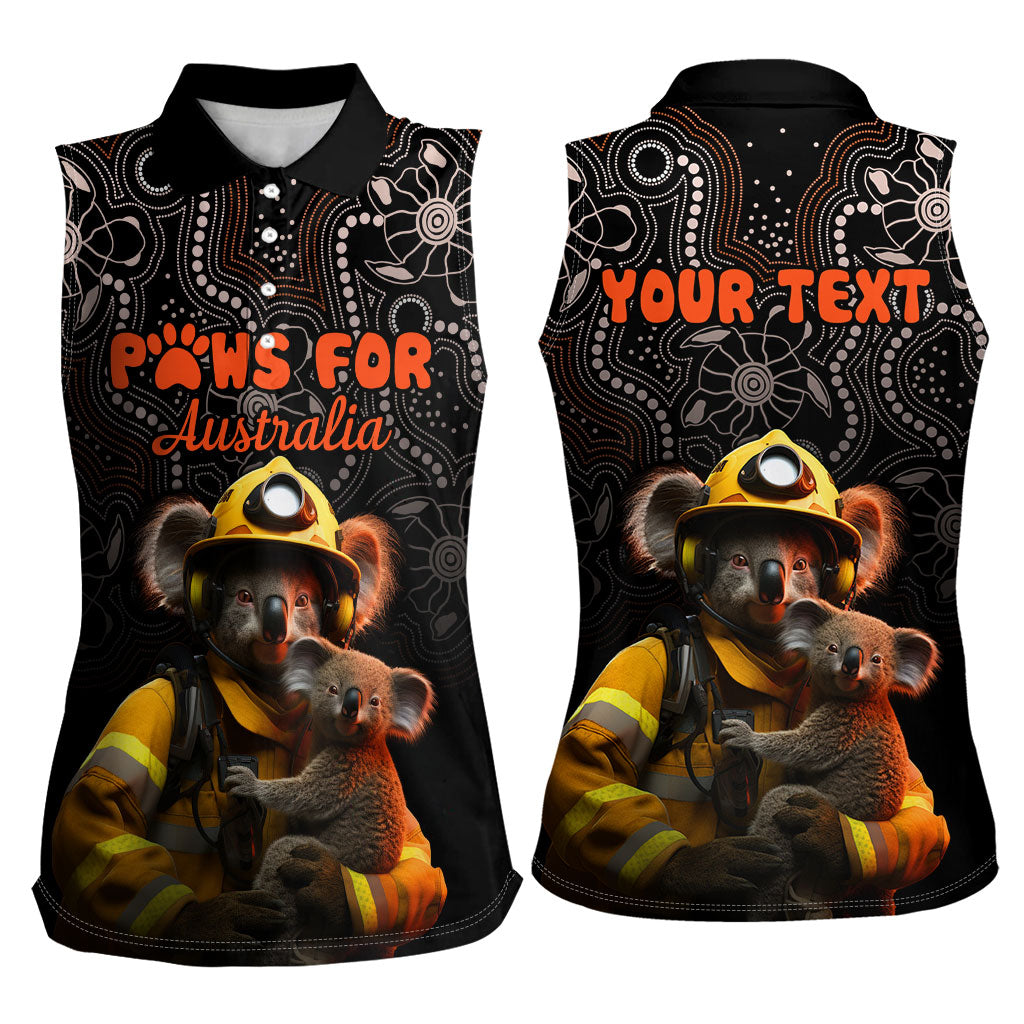 Personalised Paws For Australia Women Sleeveless Polo Shirt Bushfire Wildlife Support Indigenous Aboriginal