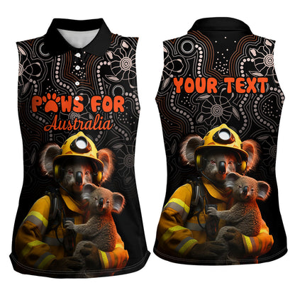 Personalised Paws For Australia Women Sleeveless Polo Shirt Bushfire Wildlife Support Indigenous Aboriginal
