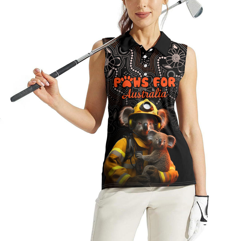 Personalised Paws For Australia Women Sleeveless Polo Shirt Bushfire Wildlife Support Indigenous Aboriginal