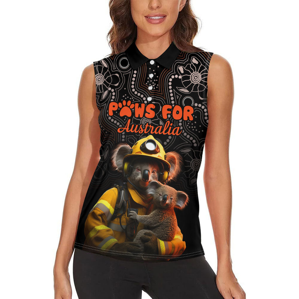Personalised Paws For Australia Women Sleeveless Polo Shirt Bushfire Wildlife Support Indigenous Aboriginal