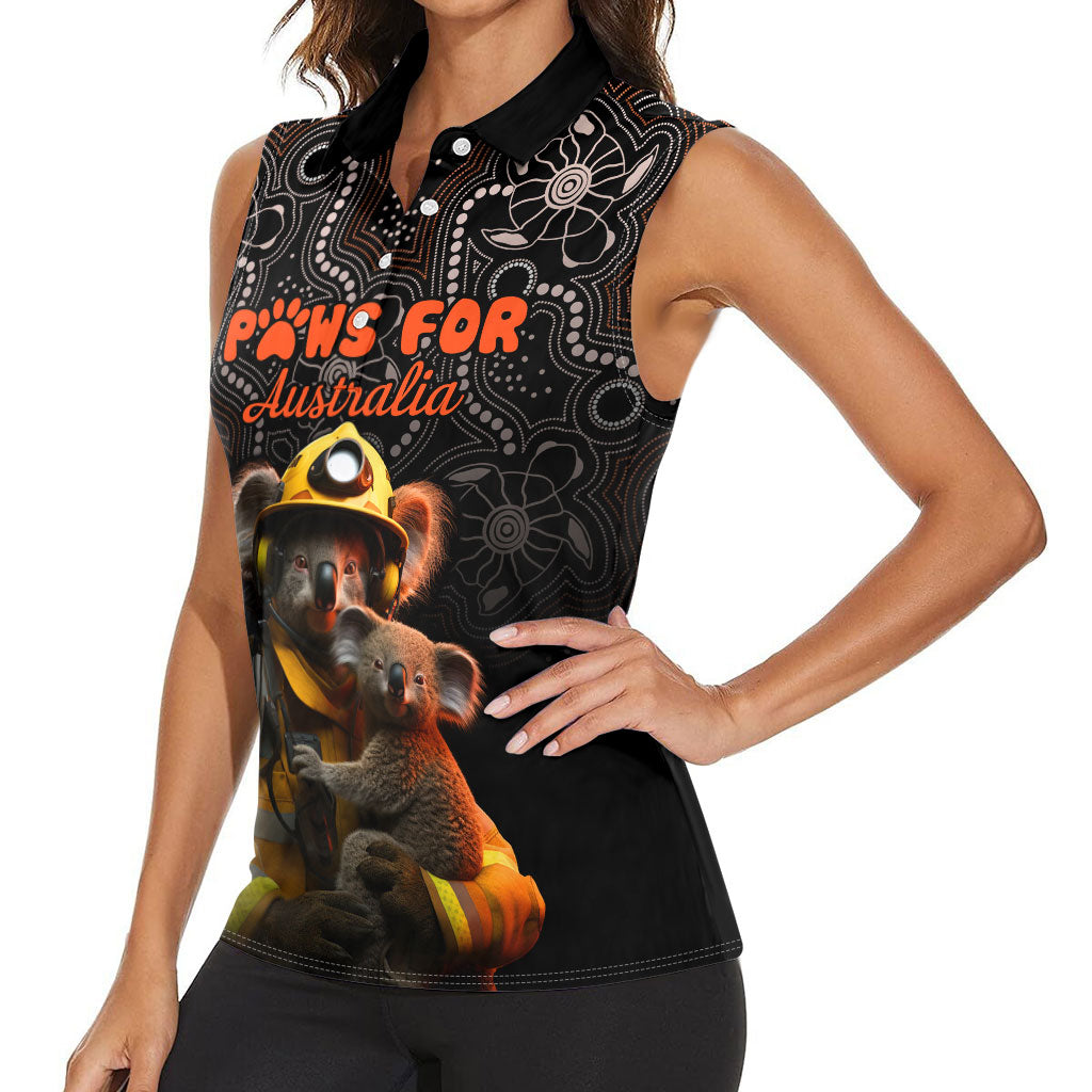 Personalised Paws For Australia Women Sleeveless Polo Shirt Bushfire Wildlife Support Indigenous Aboriginal